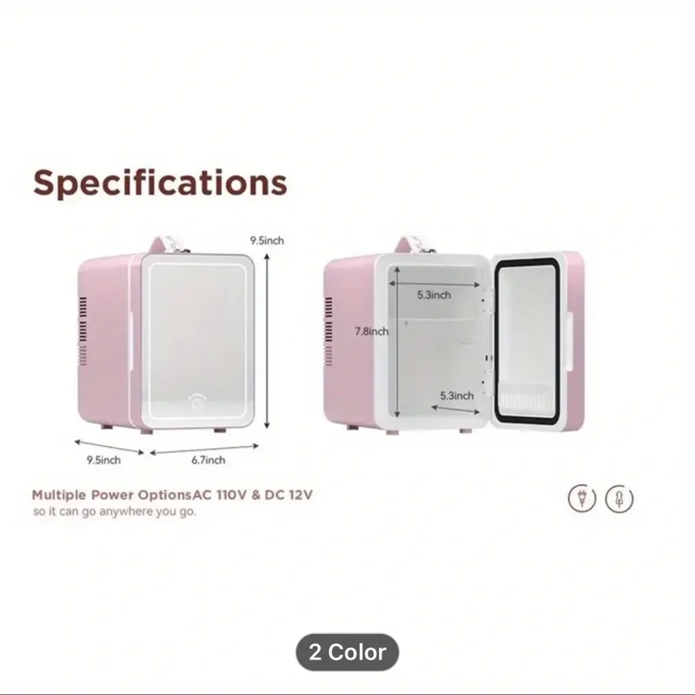 Beauty refrigerator with LED mirror